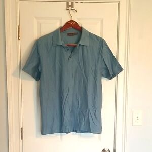 Tasso Elba Textured Men's Blue Polo Shirt, Size L
